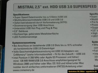 CNMemory Mistral externe Festplatte 500GB USB 3.0 Neu
