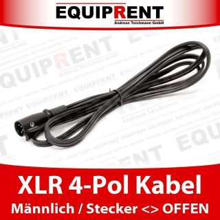 XLR 4 Pol Kabel mit Stecker (männlich) und offenem Ende / 200cm