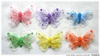 Deko Schmetterling, aus Stoff, mit Clip, 10 cm, in 6 Farben, NEU & OVP