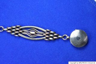 Antike Chateleine Uhrenkette aus Tula Silber mit Medaillon zum Öffnen
