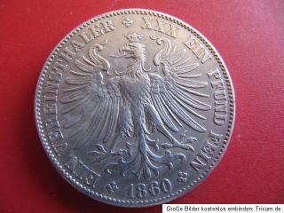 Altdeutschland Vereinstaler Freie Stadt Frankfurt 1860 Silbermünze vz