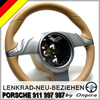 Porsche 911 997 987 Lenkrad mit Leder farbig neu beziehen Lederlenkrad