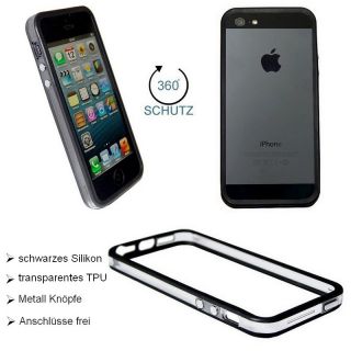 iPhone 5 Bumper Hülle Tasche Schutz Schale Case TPU Silikon Schwarz