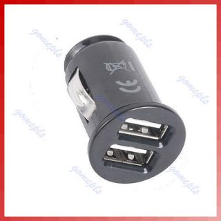Mini Dual 2 Port USB Car Charger For iPhone 4G 3G 3GS ipod Black