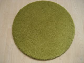 4056 grüner runder Teppich grün Wolle rund ca. 70 cm Kettelteppich