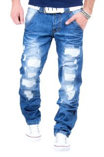 Jeansnet Herren Jeans Destroyed Look Clubwear Vintage Hose Stone