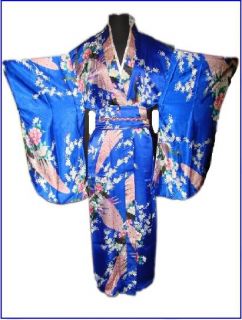 Vintage Yukata Japanese Kimono Costume Dress with Obi