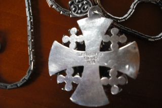 Jerusalemkreuz 999 Silber mit Tigerauge inkl. Kette