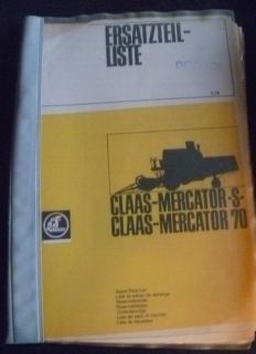 Claas Mähdrescher Mercator S + 70 Ersatzteilliste
