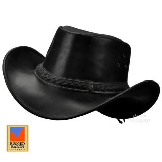 Lederhut Australischer Style Leather Hat Western Reiter *054 black