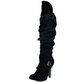 : Fahrenheit Womens Luga 05 Velvet Over Knee High Heel Boots: Shoes