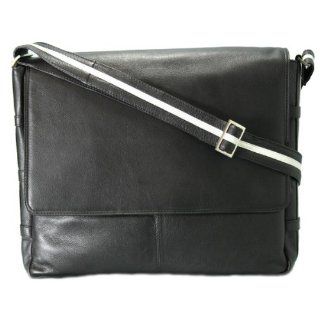 crossbody satchel in genuine black leather (15 x 12 x 4 in.) Shoes