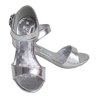 Girls Silver Rhinestone Open Toe Kitten Heel Shoes 13: Fabulous: Shoes