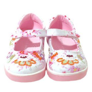  New Laura Ashley Girls White Floral Beaded Shoes 13: Josmo: Shoes
