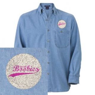 Artsmith, Inc. Denim Embroidered Shirt Cancer Save the