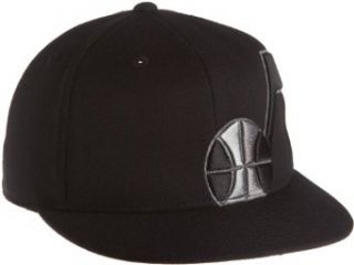 NBA Utah Jazz Black Flat Brim Flex Hat   Tx85Z, Large/X