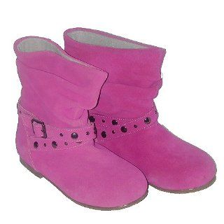 Little Girls Fuchsia Suede Slouch Buckle Low Boots 12 IM Link Shoes