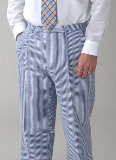Affazy Blue Seersucker Pant Clothing