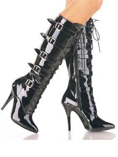 Black Knee High Boot With Five Buckles   8 Shoes