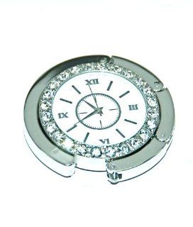  White Clock Folding Purse Hanger with Clear Crystals Shoes