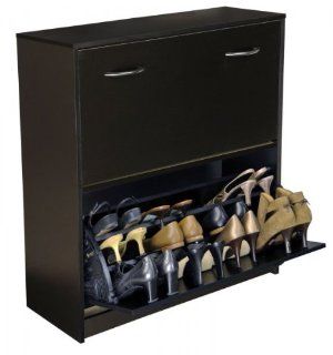  Shoe Cabinet Holds 24 Shoes, Black Finish (Black) (34H x 30