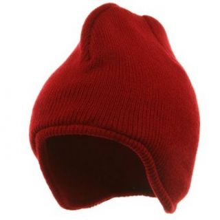 Acrylic Solid Knit Beanies Red W16S12B Clothing