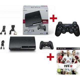 le pack console PS3 320 Go + le jeu Fifa 12 + une manette Dualshock 3