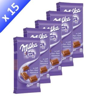 Lot de 15   MILKA Chocolat au lait du Pays Alpin   15 tablettes de
