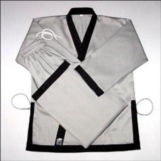Grey Hapkido Uniform single line cuffs Clothing