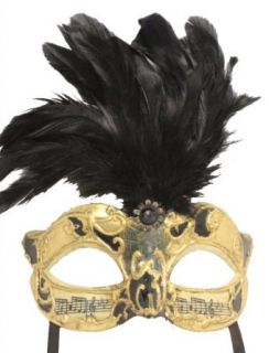 RedSkyTrader   Black and Gold Venetian Mask with Feathers