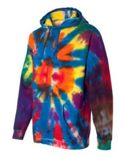 Tie Dyed Multi Color Cut Spiral Frayed Hooded Sweatshirt