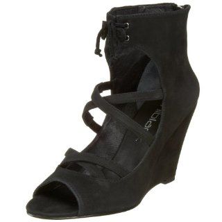  daniblack Womens Valentina Wedge Sandal,Black,10 M US Shoes