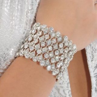 Stunning Rhinestone Bangle Cuff Bracelet Crystal Stones