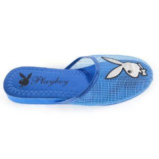  Womens Playboy Bunny Mesh Slipper Sandals Blue , 5 10 Shoes