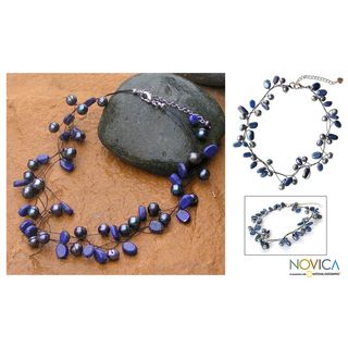 Ethereal Pearl and Lapis Lazuli Choker (Thailand)