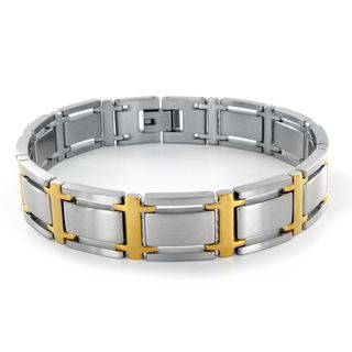 Two tone Stainless Steel Wide Link Bracelet