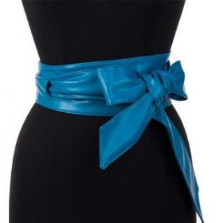 Turquoise Blue Kimono Wide Double Sash Wrap Belt Clothing