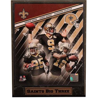 2009 New Orleans Saints Big Three 9x12 inch Plaque