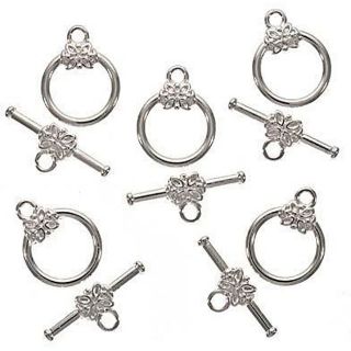 Beadaholique Silverplated 14 mm Flower Toggle Clasps (10)