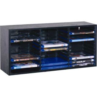 Rayonnage en bois pour 33 Blu Ray boîtes, mécanisme à ressort, noir