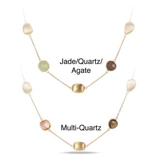 Miadora Goldtone 75ct TGW Multi colored Quartz and Gemstone Necklace