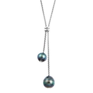 For You Sterling Silver Tahitian Pearl Lariat Necklace (8 11 mm