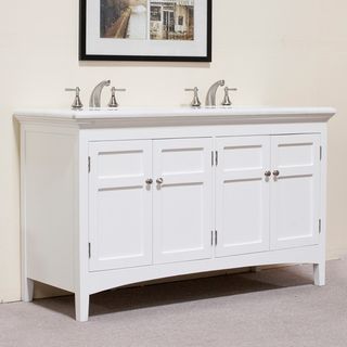 Marble Top White 60 inch Double Sink Vanity