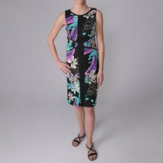 Sangria Womens Floral Print Sleeveless Dress: Clothing