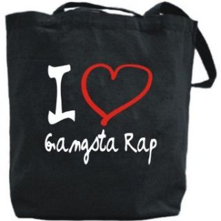 Canvas Tote Bag Black  I Love Gangsta Rap  Music