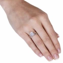 NEXTE Jewelry Silvertone Emerald cut Solitaire Ring and Band