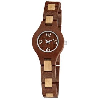Vernier Womens Feminine Wood Link Bracelet Watch