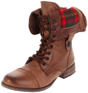 Madden Womens Flannel Fold Down Boot,Brown Leather,6.5 M US Shoes