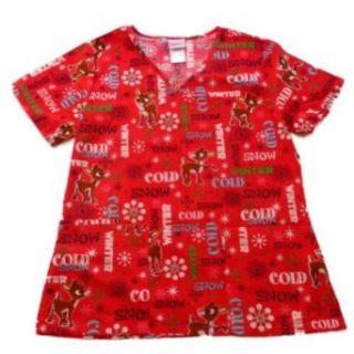Rudolph the Red Nosed Reindeer Womens Medical Smock Top