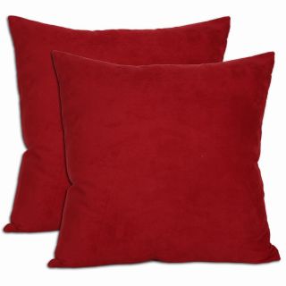 18 inch Red Microsuede Throw Pillows (Set of Two)